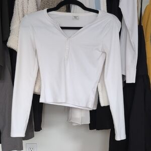 Aritzia White Long Sleeve Top